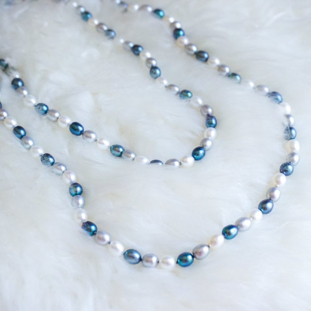 Long Multi-Colored Pearl Necklace